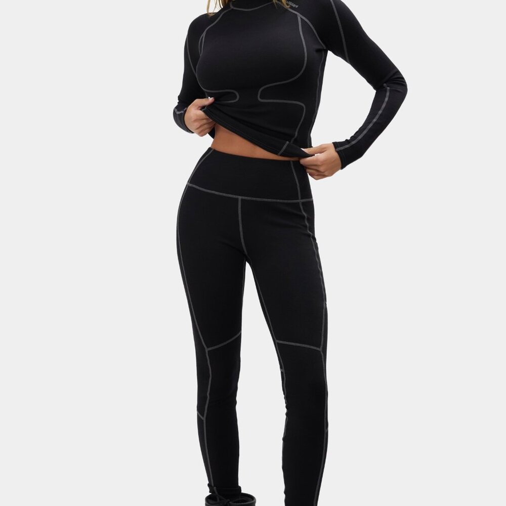 Halfdays Hallie merino-blend base layer leggings - size Large